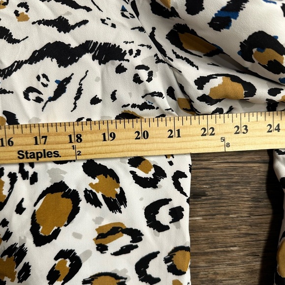 White House Black Market Animal Print Blouse - Black, White, Gold - Picture 6 of 6